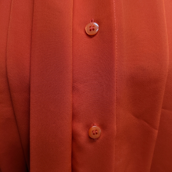 Jones New York vintage red pleated short sleeves blouse - Picture 7 of 9